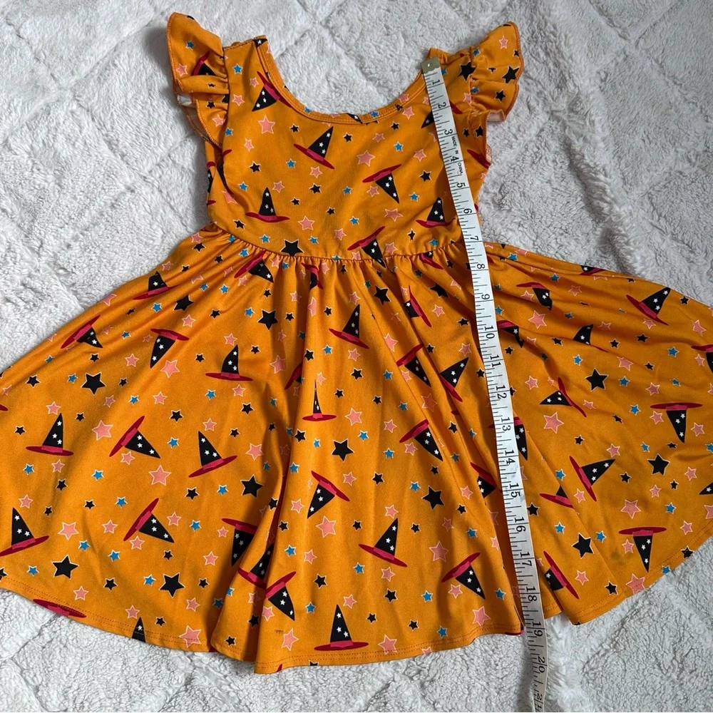 Dot Dot Smile | Orange Halloween Witch Twirl Dress | Size 2T
